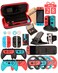 Switch Accessories - Family Bundle Accessories for Nintendo Switch, Carry Case&amp; Screen Protector,4 Pack Joy Con Grips and Steering Wheels, Case Cover,Stand Mount,Joy Con Charger and More.