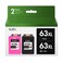 ejet Remanufactured 63XL Ink Cartridge Combo Pack Replacement for HP Ink 63 HP63XL for OfficeJet 3830 5255 5258 Envy 4520 4512 4513 4516 DeskJet 1112 1110 3630 3632 2130 Printer (1 Black,1 Tri-Color)