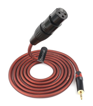 Devinal Balanced Female XLR to 1/8" inch Microphone Cable, 3.5mm to 3 Pin XLR Female Interconnect Adapter, XLR Female to Mini Jack Stereo Audio Connector, for Computer, Speakers 6 Feet
