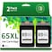TEINO 65XL Black Ink Cartridge Remanufactured Ink Cartridge Replacement for HP 65 Black Ink Cartridge HP Ink 65 XL for Envy 5055 5052 DeskJet 3755 3772 3700 2655 3752 2600 2652 2622 Printer (2 Black)