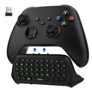 MoKo Green Backlight Keyboard for Xbox One Controller, Xbox Series X/S, Wireless Gaming Chatpad Keypad with USB Receiver&amp;3.5mm Audio Jack, Xbox Accessories for Xbox One/One S/Elite/2 Controller, Black