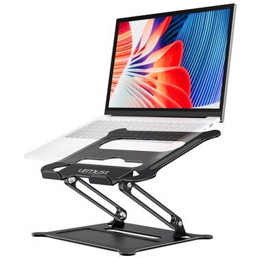 Urmust Laptop Notebook Stand Holder Adjustable Laptop Stand Portable Laptop Riser Compatible with MacBook Air Pro HP Dell XPS Lenovo All Laptops 10-15.6"(Black)