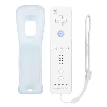 Wii Remote Controller, Wireless Wii U Motion Plus Remote Controller with Silicone Protective Case and Wrist Strap Compatible for Nintendo Wii and Wii U (1pc)