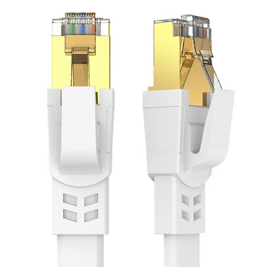 Qiuean Ethernet Cable 25 FT, Cat8 High Speed Outdoor&amp;Indoor Cat8 LAN Network Cable 40Gbps, 2000Mhz with Gold Plated RJ45 Connector, Weatherproof S/FTP UV Resistant for Router/Gaming/Modem (25)