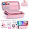 innoAura Switch Case for NS Switch 19 in 1 Switch Accessories Bundle with Switch Carrying Case, Switch Game Case, Switch Screen Protector, Switch Stand, Switch Thumb Grips (Pink)