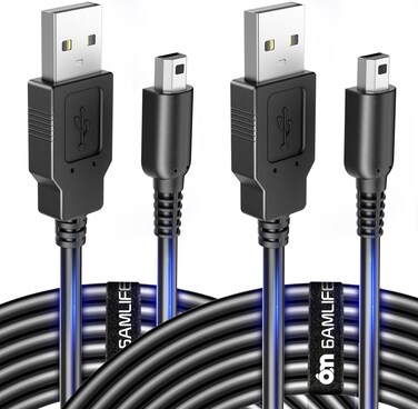 6amLifestyle [2 Pack] 4FT 3DS DS Charger Cable, 3DS 2DS DS Lite USB Charging Cord for Nintendo New 3DS XL/New 3DS/ 3DS XL/ 3DS/ New 2DS XL/New 2DS/ 2DS XL/ 2DS/ DSi/DSi XL, Black