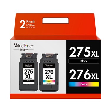 Valuetoner Supply Remanufactured Ink Cartridge Replacement for Canon 275XL and 276XL Ink Cartridges Combo Pack PG-275 CL-276 for Pixma TS3500 TS3522 TS3520 TS3720 TS3722 TR4700 TR4720 TR4722 (2-Pack)