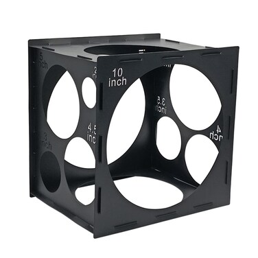 Worown 11 Holes Collapsible Black Plastic Balloon Sizer Box, Sizer Cube, Size Measurement Tools for Balloon Decorations, Arches (2-10 Inch)