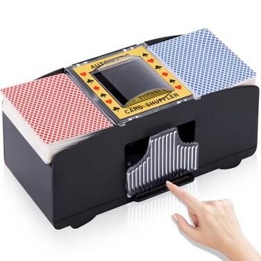 Unniweei Automatic Card Shuffler 1-2 Decks, Electric Battery-Operated Shuffler, Casino Card Game for Poker, Home Card Game, UNO, Phase10, Texas Hold'em, Blackjack, Home Party Club Game