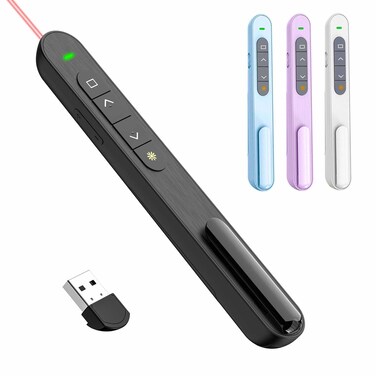 QUI Presentation Clicker, Hyperlink Volume Control Wireless Presenter, PPT PowerPoint Clicker, RF 2.4GHz USB Presentation Remote Control PowerPoint Slide Advancer for Keynote/PPT/Mac/PC