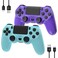 YsoKK 2 Pack Wireless Controller for PS4 P4 Remote for Playstation 4/Pro/Slim with Double Shock/Stereo Headset Jack/Touch Pad/Six-axis Motion Control(Purple and Blue)