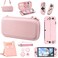 OLDZHU Pink Travel Carrying Case Accessories Kit Compatible with Nintendo Switch OLED 2021,10 in 1 Protection Kits with Hard Protective Cover,Glass Screen Protector,Adjustable Stand,Thumb Grip Caps