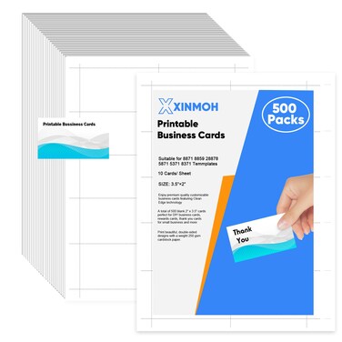 Thick Business Cards 500 Printable Business Cards, 3.5" x 2" Business Card Paper Compatible with Laser &amp; Inkjet Printer, Double-sided Printing, Heavyweight, Matte White Paper, (10 Cards/Sheet)