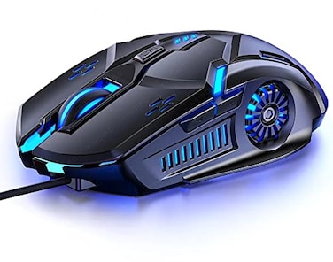 Smaige Gaming Mouse Wired,6 Buttons, 4 Adjustable DPI Up to 3200 DPI, 7 Circular &amp; Breathing LED Light, Multifunction Wired Mouse Used for Games and Office (Black)