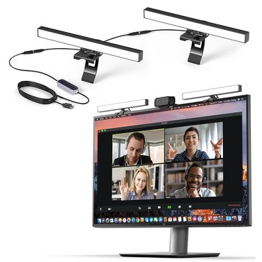 HumanCentric Video Conference Lighting - Webcam Light for Streaming, LED Monitor and Laptop Light for Video Conferencing, Zoom Lighting for Computer, Replaces Ring Light for Zoom Meetings, Double Kit