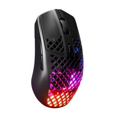 SteelSeries Aerox 3 Wireless - Holey RGB Gaming Mouse - Ultra-lightweight Water Resistant Design - 18K DPI TrueMove Air Optical Sensor- Onyx