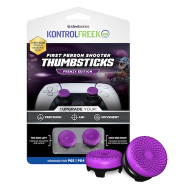 KontrolFreek FPS Freek Frenzy for PlayStation 5 (PS5) and PlayStation 4 (PS4) Controller   Performance Thumbsticks   1 High-Rise, 1 Mid-Rise   Purple/Black