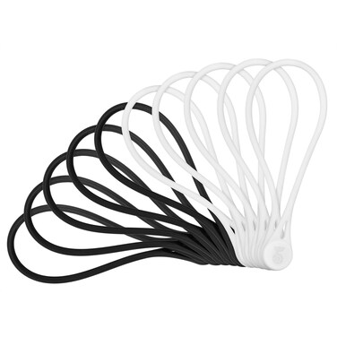 Cable Matters 10-Pack Silicone Magnetic Cable Ties (Magnetic Cord Ties, Magnetic Zip Ties/Cord Organizer) in Black and White