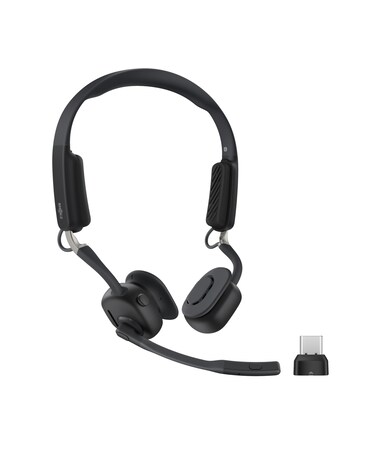 SHOKZ New OpenMeet UC - Open-Ear Bluetooth Computer Headset, Noise Cancelling Mic + Mute Button, USB-C Dongle Compatible with PC &amp; Mac, Wireless Work Headphones, Customizable Fit, Smart App - C610 UC
