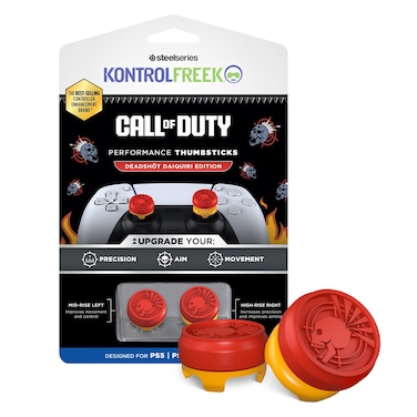 KontrolFreek Call of Duty Deadshot Edition Performance Thumbsticks for PlayStation 5 (PS5) and PlayStation 4 (PS4)   1 High-Rise, 1 Mid-Rise   Red/Yellow