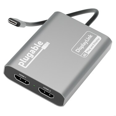 Plugable USB C to HDMI Adapter, Dual Monitor 4K 60Hz for Apple Mac M1/M2/M3, DisplayLink Multiple Displays for Thunderbolt MacBook or iMac, Driver Required (USBC-6950M)