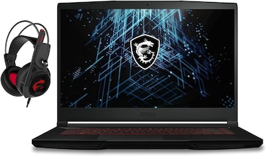 MSI GF63 Thin 15.6" Gaming Laptop, Thin Bezel, Intel Core i5-11400H, NVIDIA GeForce GTX1650, 8GB, 512GB NVMe SSD, Gaming Headset