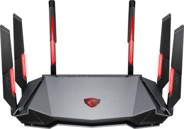 MSI Radix AXE6600 WiFi 6E Tri-Band Gaming Router, AI QoS, RGB, 1.8GHz Quad-Core Processor, MU-MIMO, Gigabit Wireless, 8-Stream, High Speed Long Range