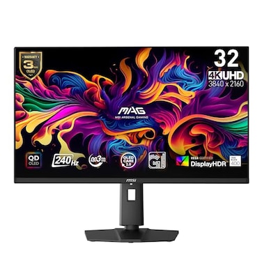 MSI MAG 321UPX QD-OLED, 32&quot; 4K UHD Quantum Dot OLED Gaming Monitor, 3840 x 2160, 0.03ms, 240Hz, True Black HDR 400, 15W USB Type C, HDMI, DP Port