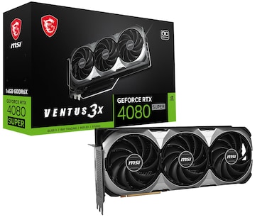 MSI Gaming RTX 4080 Super 16G Ventus 3X OC Graphics Card (NVIDIA RTX 4080 Super, 256-Bit, Extreme Clock: 2595 MHz, 16GB GDRR6X 23 Gbps, HDMI/DP, Ada Lovelace Architecture)