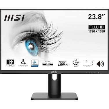 MSI PRO MP243XP 24-inch IPS 1920 x 1080 (FHD) Computer Monitor, 100Hz, Adaptive-Synch, HDMI, DisplayPort, VESA Mountable, Tilt, Height Adjustable, Speaker, 1ms, Black