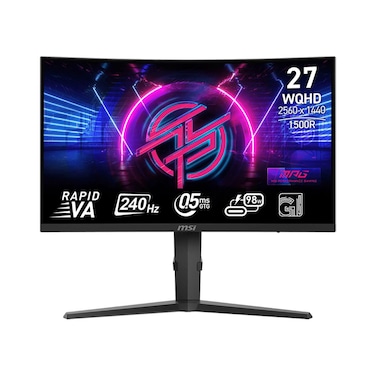 MSI MPG 275CQRXF 27-inch 2560 x 1440 (QHD) Computer Monitor, 240Hz, Adaptive-Sync, HDR Ready, HDMI, VGA Port, Display Port,VESA Mountable, Tilt, Speaker, 0.5ms, Black