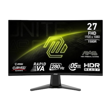 MSI MAG 276CXF 27-inch 1920 x 1080 (FHD) Curved Monitor, 280Hz, HDMI, DisplayPort, VGA Port, VESA Mountable, Tilt, Speaker, Slim Bezel, 0.5ms, Black