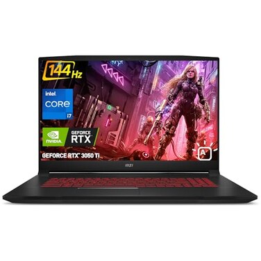 MSI Katana GF76 Gaming Laptop, 17.3" FHD 144Hz Display, Intel Core i7-11800H, NVIDIA Geforce RTX 3050 Ti, 16GB RAM, 512GB SSD, Webcam, Wi-Fi 6, HDMI, Backlit Keyboard, Windows 11 Home, HDMI Cable