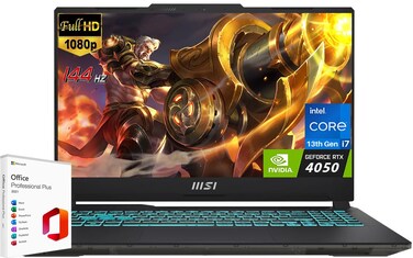 MSI Cyborg 15 Gaming Laptop, with Microsoft Office Lifetime License, 15.6" FHD 144Hz, 13th Intel i7-13620H, 64GB DDR5 RAM, 2TB SSD, NVIDIA GeForce RTX 4050, Wi-Fi 6, Backlit Keyboard, Windows 11 Home