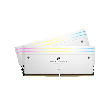 CORSAIR Dominator Titanium RGB DDR5 RAM 96GB (2x48GB) DDR5 6600MHz CL32 Intel XMP iCUE Compatible Computer Memory - White (CMP96GX5M2B6600C32W)