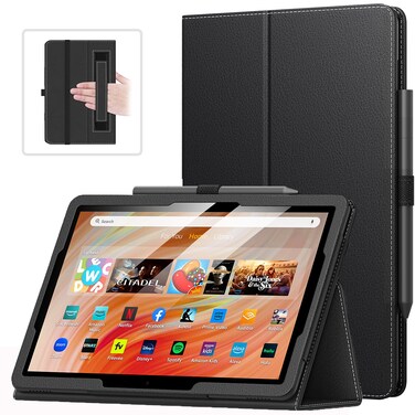 MoKo Case Fits All-New Amazon Kindle Fire HD 10 &amp; 10 Plus Tablet (13th/11th Generation, 2023/2021 Release) 10.1" - Slim Folding Stand Cover with Auto Wake/Sleep, Black