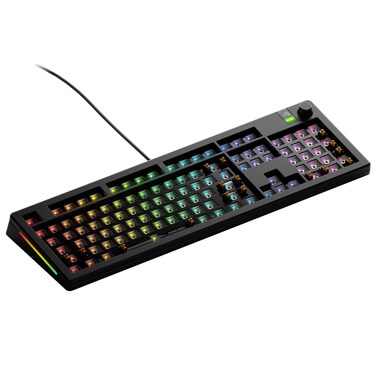 Glorious Gaming - GMMK 3 Barebones Custom Gaming Keyboard Kit with Knob, 100% Mechanical Keyboard Full Size, Modular Gasket System, Hotswappable MX, Sound Dampening Foam, Aluminum Switch Plate (Black)