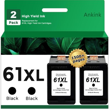 61XL Black Remanufactured Ink Cartridges Replacement for HP 61 XL(2 Pack) Work with 5530 4500 2540 4630 4501 4502 4635 3050 2542 2541 3510 2514 3512 1000 1010 1510