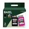 64XL Ink Cartridge Replacement for HP 64 Ink XL (Black Color 2-Pack) hp64 hp64xl use with 7858 7855 7120 7155 7158 7164 6255 6252 6232 Envy Inspire 7955e Tango X Printers Combo