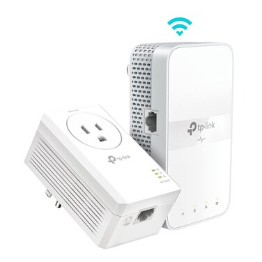 TP-Link Powerline Wi-Fi Extender (TL-WPA7617KIT) - AV1000 Powerline Ethernet Adapter with AC1200 Dual Band Wi-Fi, Gigabit Port, Passthrough, OneMesh, Ethernet Over Power, Plug &amp; Play,White