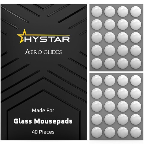 Hystar Aero Glides   40 Dot Mouse Skates for Glass Mousepad   High-Density PTFE   Rounded and Polished for Quiet Use