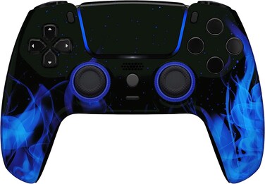 Custom Wireless Controller Compatible with PS5 - Multiple Designs Available (PS5 Blue Flame)