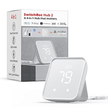 SwitchBot Hub 2 (2nd Gen), work as a WiFi Thermometer Hygrometer, IR Remote Control, Smart Remote and Light Sensor, Link SwitchBot to Wi-Fi (Support 2.4GHz), Compatible with Alexa&amp;Google Assistant