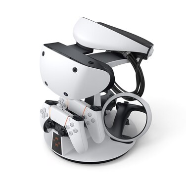 KIWI design D2 3-in-1 Controller Charging Station for PSVR2 and PS5 with VR Display Stand and LED-Charging Indicator