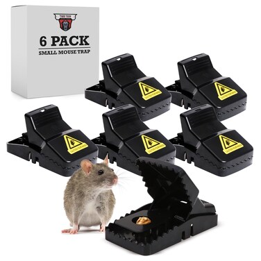 TwinTech Jaws Mouse Traps - Reusable, Sanitary, Easy-to-Use Trap for Mice and Small Rodents, Mouse Traps Indoor for Home, Kitchen, Garage, and Office Use - 4"x1.9"x2.3" - 6 Pack Mice Traps