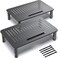 EVOOMI Back Saver Monitor Stand for Desk - 2 Pack Monitor Riser - Anti-Skid HD Hexagonal Steel Computer Stand - Free Cable Ties - Mesh Metal Computer Item Stand - Printer &amp; iMac