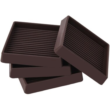 3x3 Square Rubber Furniture Caster Cups, Anti-Sliding Furniture Pads Bed Stopper Floor Protectors with Grip - Protect Any Flooring