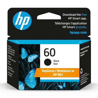 HP 60 Black Ink Cartridge   Works with DeskJet D1660, D2500, D2600, D5560, F2400, F4200, F4400, F4580; ENVY 100, 110, 120; PhotoSmart C4600, C4700, D110a Series   CC640WN