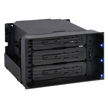 ICY DOCK Hot Swap 3 Bay 3.5 Inch SATA/SAS HDD Docking Enclosure Mobile Rack in 2 x 5.25 Inch Drive Bay (Include 3X SATA Cables)   flexiDOCK MB830SP-B