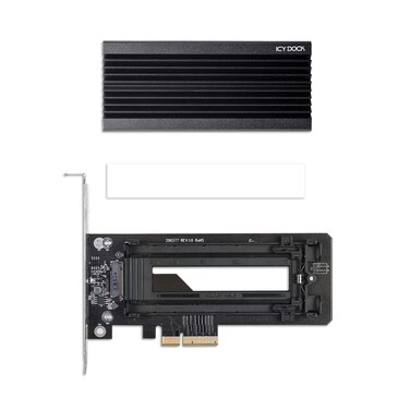 ICY DOCK M.2 NVMe SSD to PCIe X16/X8/X4 Card Adapter with Large Aluminum Heat Sink   EZConvert Ex Pro MB987M2P-1B